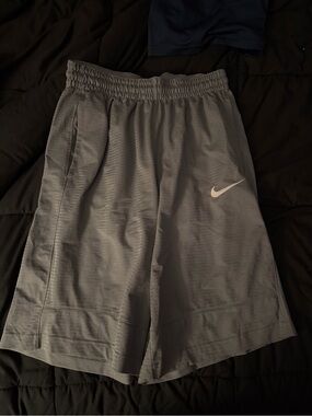 Nike Men's Light Gray Athletic Shorts with Swoosh